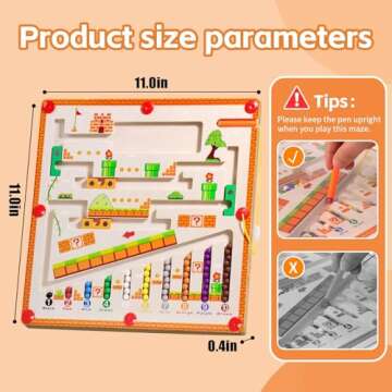 MTTIERY Magnetic Color and Number Maze Montessori Toys for Toddlers 3+ Wooden Puzzle Activity Busy Board Wooden Color Matching Gift Ideas Toys Preschoolers 3 4 5 Years Old Girls (Mushroom House)