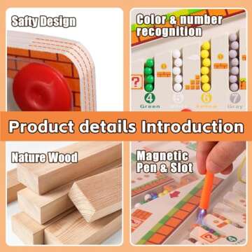 MTTIERY Magnetic Color and Number Maze Montessori Toys for Toddlers 3+ Wooden Puzzle Activity Busy Board Wooden Color Matching Gift Ideas Toys Preschoolers 3 4 5 Years Old Girls (Mushroom House)