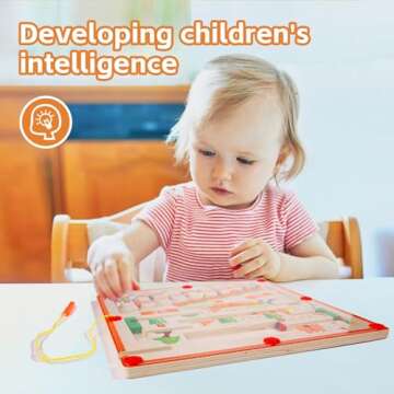 MTTIERY Magnetic Color and Number Maze Montessori Toys for Toddlers 3+ Wooden Puzzle Activity Busy Board Wooden Color Matching Gift Ideas Toys Preschoolers 3 4 5 Years Old Girls (Mushroom House)