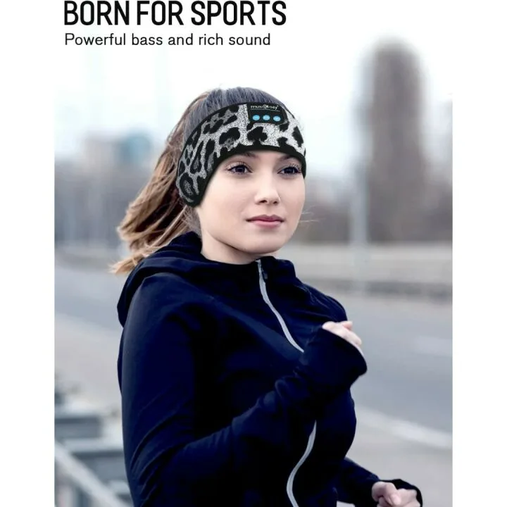 Wireless Music Headphones with Eye Mask - Leopard