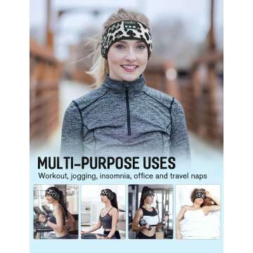 Wireless Music Headphones with Eye Mask - Leopard