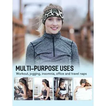 Wireless Music Headphones with Eye Mask - Leopard