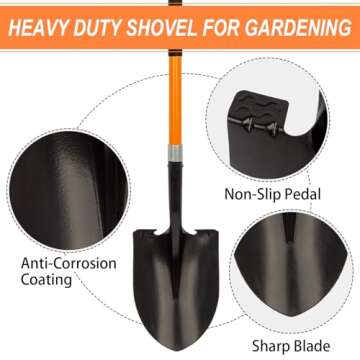 Dikuyeel Shovel for Digging, Heavy Duty Shovel for Gardening, Metal Spade Shovel for Digging with Fi...