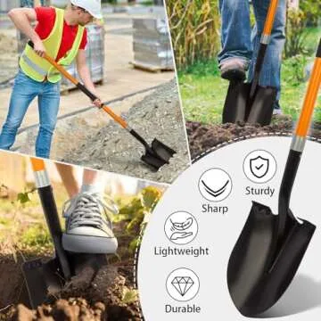 Dikuyeel Shovel for Digging, Heavy Duty Shovel for Gardening, Metal Spade Shovel for Digging with Fiberglass Handle, 56 Inches