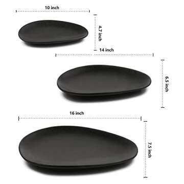 VICRAYS Large Oval Serving Platters Set of 3 - Black