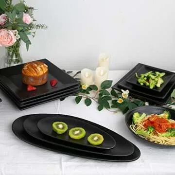 VICRAYS Large Oval Serving Platters Set of 3 - Black