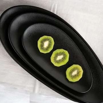 VICRAYS Large Oval Serving Platters Set of 3 - Black