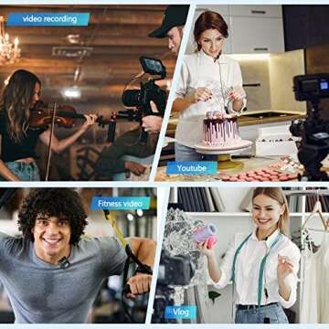 Wireless Lavalier Microphone, Lapel Microphone for DSLR Camera with OLED Display, Realtime Monitoring, Wireless Lav Mic for Podcast Interview Vlogging Youtube Video Recording