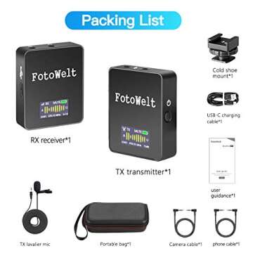 Wireless Lavalier Microphone, Lapel Microphone for DSLR Camera with OLED Display, Realtime Monitoring, Wireless Lav Mic for Podcast Interview Vlogging Youtube Video Recording