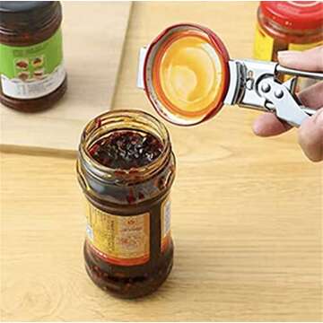 Jar Opener for Weak Hands, Adjustable Stainless Steel Can Opener, Jar Gripper Tight Lid Opener, Kitchen Gadgets, Easy Jar Opener for the Elderly and Children (A)