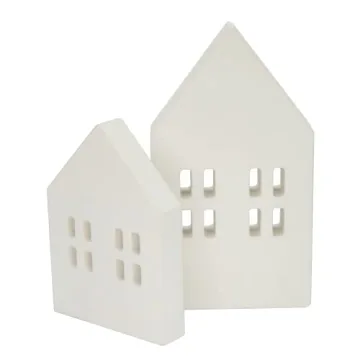 House Shaped Wooden Sign Block Farmhouse Home Sign Tiered Tray Decor 2 Pack (White)