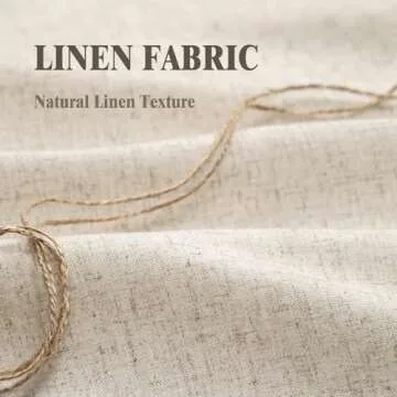 Awellife Linen Button Farmhouse Beige Shower Curtain,Linen and Cotton Woven Fabric,Pleated Brown Stripe,Country Style,72x72 Inch