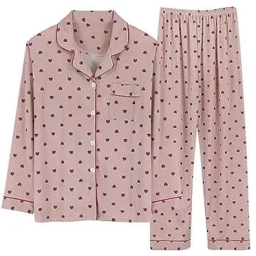 Miekld Pajama Shorts Women Return Pallet Pajama Sets For Women 2 Piece Button Down Sleepwear Sleep Set Wide Leg Long Pants Sleepwear Lounge Set With Pockets c-Brown X-Large