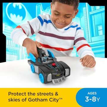 Fisher-Price Imaginext DC Super Friends Batman Toy Bat-Tech Batmobile Car & Light-Up Figure for Pres...