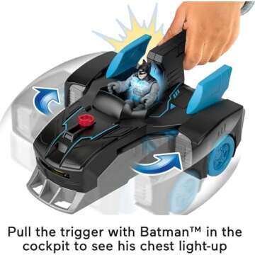 Fisher-Price Imaginext DC Super Friends Batman Toy Bat-Tech Batmobile Car & Light-Up Figure for Preschool Pretend Play Kids Ages 3+ Years