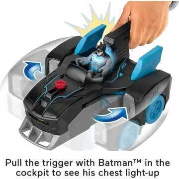 Fisher-Price Imaginext DC Super Friends Batman Toy Bat-Tech Batmobile Car & Light-Up Figure for Preschool Pretend Play Kids Ages 3+ Years