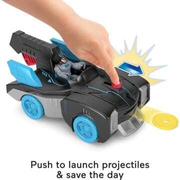 Fisher-Price Imaginext DC Super Friends Batman Toy Bat-Tech Batmobile Car & Light-Up Figure for Preschool Pretend Play Kids Ages 3+ Years