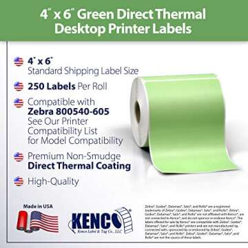 4" X 6" Direct Thermal Perforated Stickers Labels for Shipping Labels, Inventory, and Color Coding -...