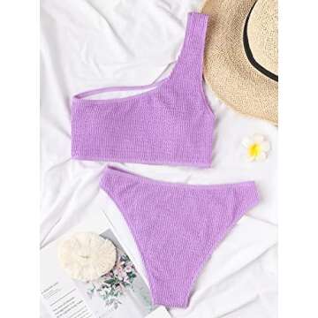YIMISAN One Shoulder Bikini Set for Women - Purple