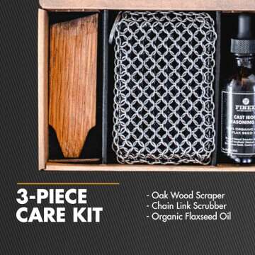 Premium FINEX 3-Piece Cast Iron Care Kit for Cooking