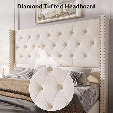 Jocisland Velvet King Bed Frame for Stylish Comfort