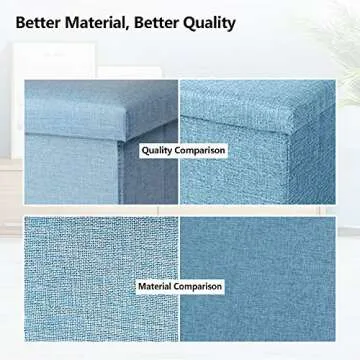 Cosaving Folding Storage Ottoman Storage Cube Seat Foot Rest Stool with Memory Foam for Space Saving, Square Ottoman 11.8x11.8x11.8 inches, Blue