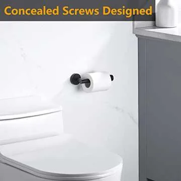 Nolimas Matte Black Toilet Paper Holder SUS304 Stainless Steel Half Open Round Wall Mount Rustfree B...