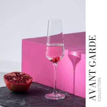 Krosno Crystal Champagne Flute Glasses, Set of 6, 6.1 oz, Avant-Garde Collection, Classic Shape for Timeless Style, Ideal for Mimosas, Prosecco, Sparkling Wine, Dishwasher Safe, Made in Europe