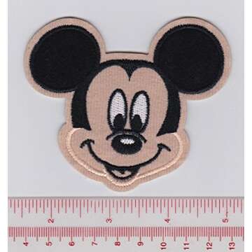 Mickey Mouse Smiley Face Head 3.5"x3"- Iron on Patches/Sew On/Applique/Embroidered MM1