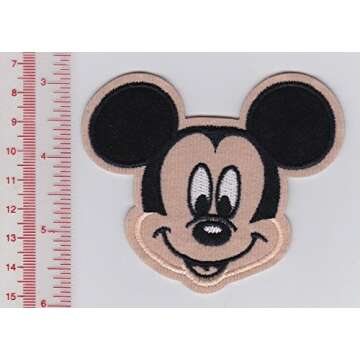Mickey Mouse Smiley Face Head 3.5"x3"- Iron on Patches/Sew On/Applique/Embroidered MM1