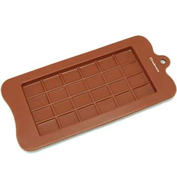 Freshware CB-607BR Silicone Break-Apart Chocolate, Protein and Energy Bar Mold Brown