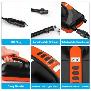 Chefic 20PSI Electric Paddle Board Pump - Fast Inflator/Deflator