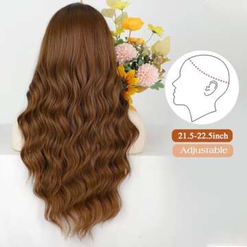 Lativ Long Wavy Auburn Wig with Bangs for Women