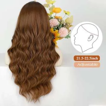 Lativ Long Wavy Auburn Wig with Bangs for Women