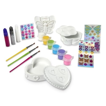 Melissa & Doug Created by Me! Favorite Things Craft Kits Set: Decorate-Your-Own Flower and Heart Treasure Boxes and Butterfly Bank