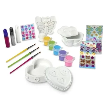 Melissa & Doug Created by Me! Favorite Things Craft Kits Set: Decorate-Your-Own Flower and Heart Treasure Boxes and Butterfly Bank