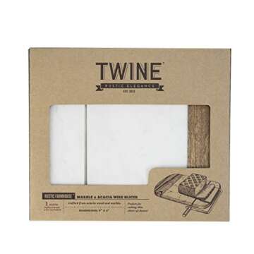 Twine Marble & Acacia Cheese Wire Slicer for Perfect Cuts