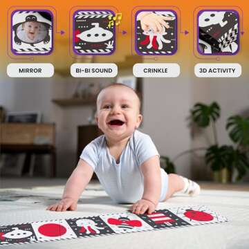 High Contrast Baby Toys 0-6 Months Soft Book & Teether