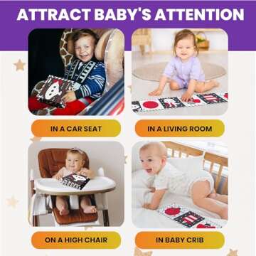 High Contrast Baby Toys 0-6 Months Soft Book & Teether