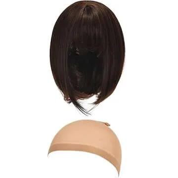 HMPRT Halloween Costume for Women,Brown Bob Wig,Long Sleeve Turtleneck Crop Top,Skater Skirt
