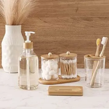 Fixwal Elegant Bamboo Bathroom Accessories Set of 6