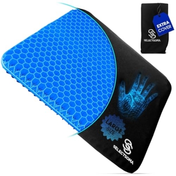 SelectSoma Large Gel Seat Cushion for Desk Chair - Pressure Relief for Back, Sciatica, Coccyx, and T...