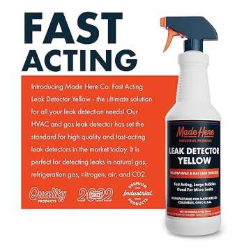Made Here Co. Leak Detector Yellow - Fast Acting, All-Purpose Leak Detection for High & Low Temperature Applications in Gas & C02 Systems (32 oz) (Packaging May Vary)