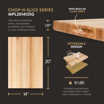 John Boos Maple Reversible Block Cutting Board - 20" x 14" with Finger Grips