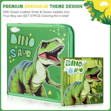 Fruit Scented Markers Set 57Pcs with Glitter Dinosaur Pencil Case & Stationery, Art Supplies for Kids Ages 4-6-8, Art Coloring Kits Box,Gifts Toy for Boys Age 5,7,Gel Pen,Pencil&Crayon Drawing Stuff