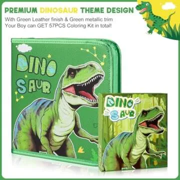 57PCS Glitter Dinosaur Pencil Case Art Supplies for Kids