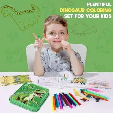 57PCS Glitter Dinosaur Pencil Case Art Supplies for Kids