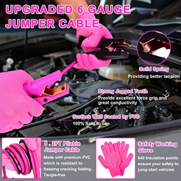 GETLMUL Pink Car Emergency Kit for Roadside Safety Essentials