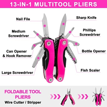 GETLMUL Pink Car Emergency Kit for Roadside Safety Essentials