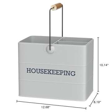 KitchenCraft Living Nostalgia Cleaning Caddy with Handle, Metal, 33 x 21 x 26 cm, French Grey